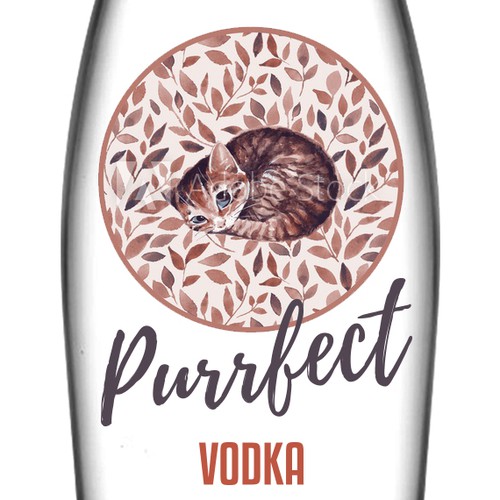 Kitten Themed Vodka Label