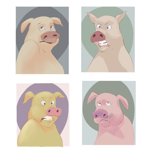Pig character expressions. 