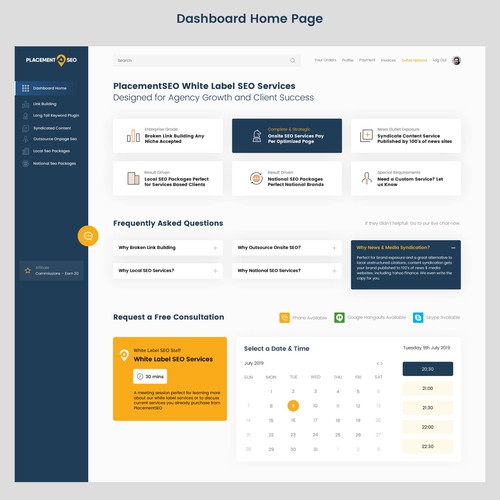Sleek and Modern Dashboard Design for SEO Company