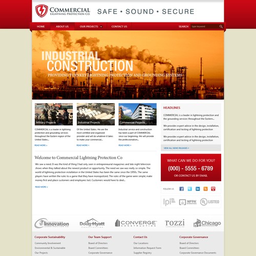 website design for Commercial Lightning Protection Company 