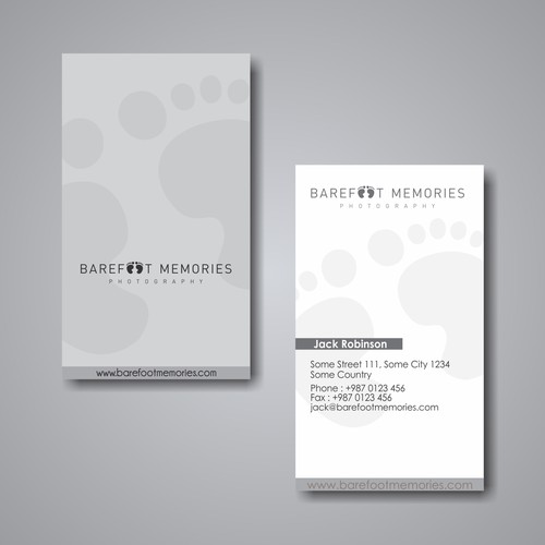 business card for Barefoot Memories