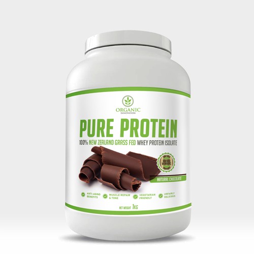 Pure whey protein product packaging tub