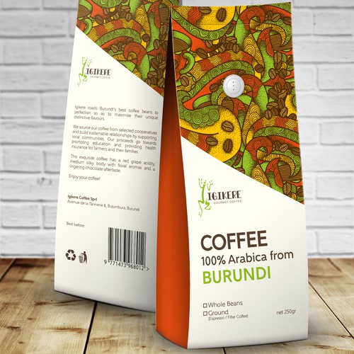 Packaging design for Igikere Gourmet Coffee