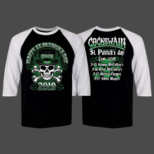Create an old school heavy metal concert shirt for Irish punk band's St. Patrick's Day event
