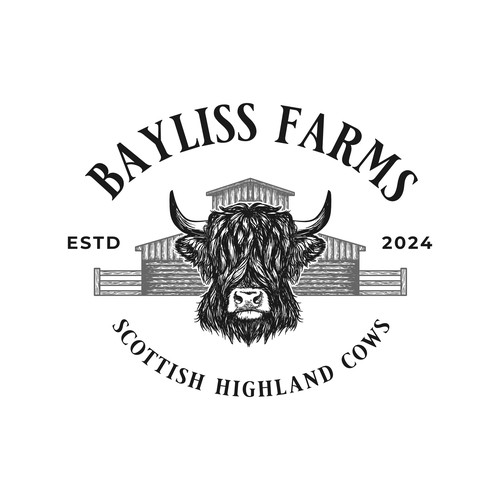 Vintage Hand Drawn Emblem Logo for Bayliss Farms