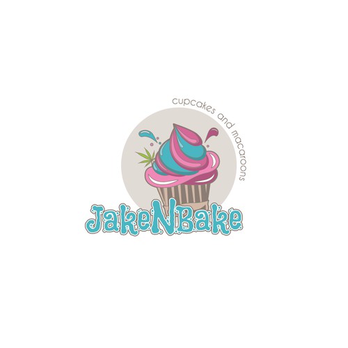 Vintage bubbly logo for cupcake bakery