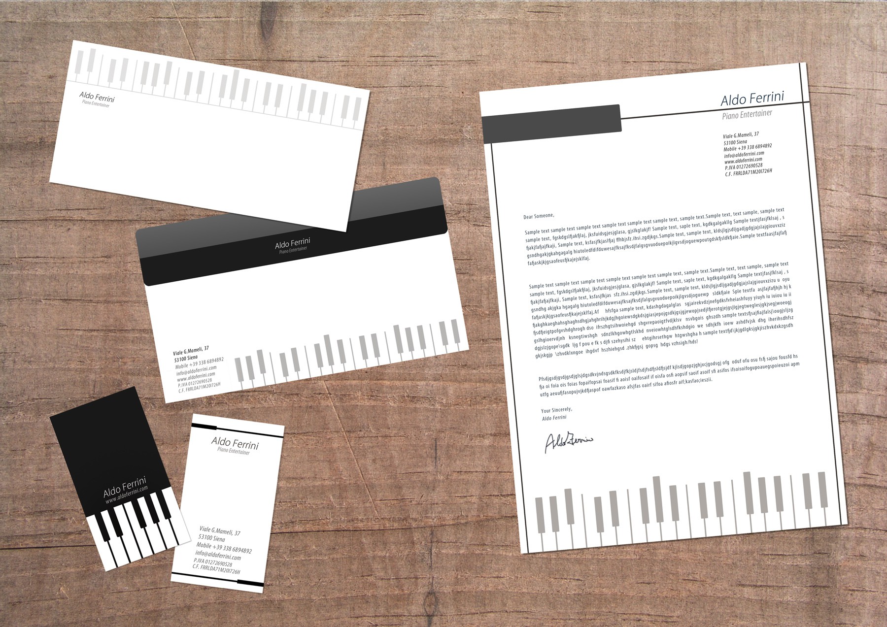 Great Stationery for the Italian musician Aldo Ferrini