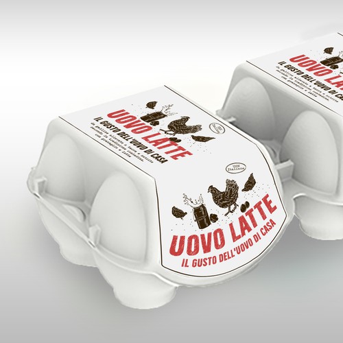 The label for a new egg, enriched with milk.