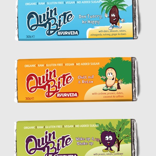 Create a label design for an absolutely remarkable NEW Ayurveda Organic fruit & nut dessert bar!!!