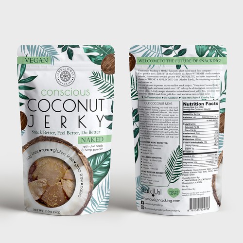 Create Unique & Elegant Product Packaging for Vegan Snack Food Comapny