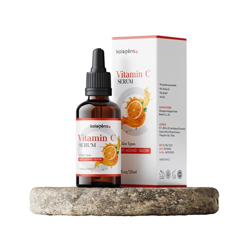 Packaging label and box design for Vitamin C Serum