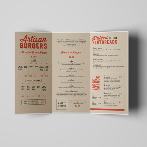 Menu Design for Rockfire Grill