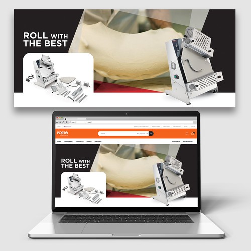Premium Catering Equipment Website Banner Featuring Dough Roller