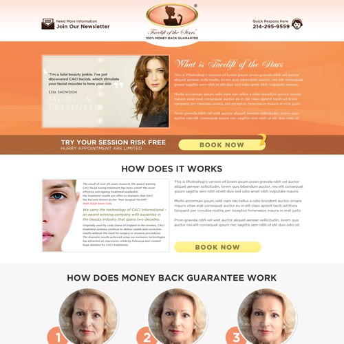 Create a stunning page for a non-surgical facelift center.