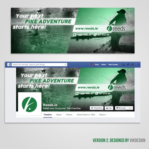 Create a nature/outdoors inspired design for a fishing retailer