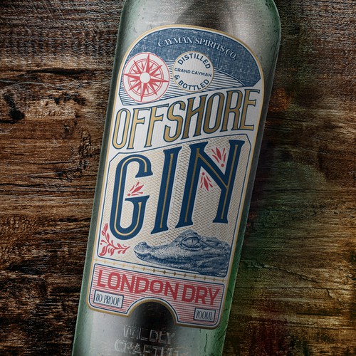 Illustrated label for Gin