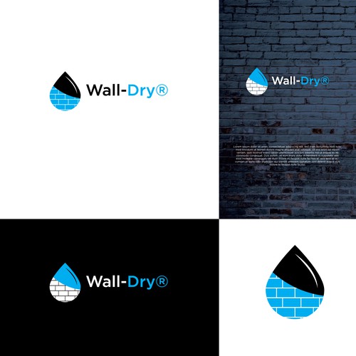 Create a concise, innovative and modern Logo and lettering for the device 'Wall-Dry'