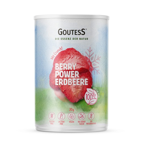 Packaging design for crunchy fruit snacks