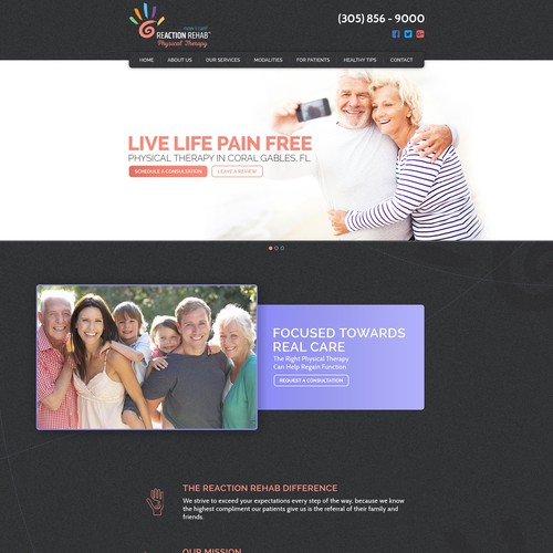 Reaction Rehab Homepage Design