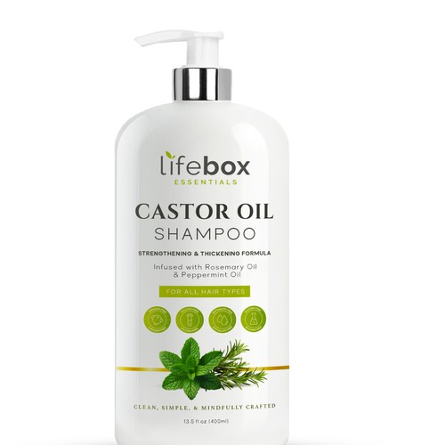 Castor oil shampoo label design 