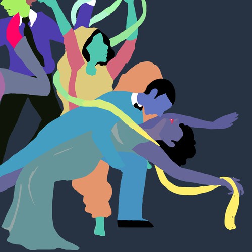 Create a fun and evocative dance festival illustration