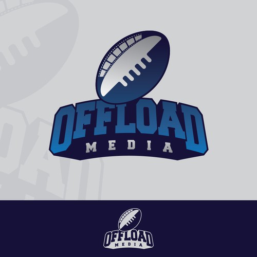Create a smart looking rugby type logo for offload media