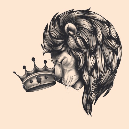 Lion and crown tattoo design