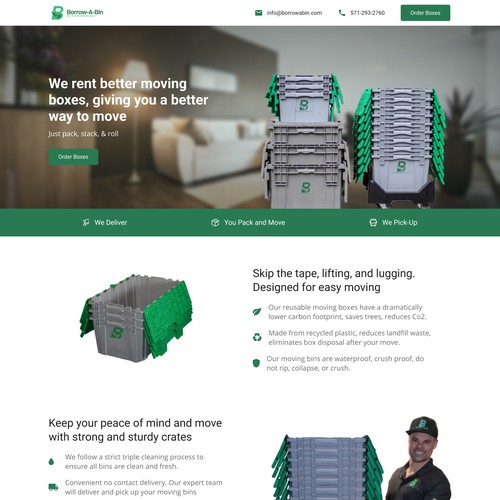 Landing page design for rental service