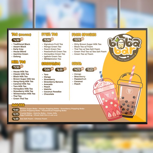 Boba Tea Menu Design