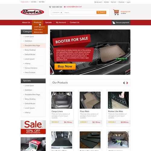 Homepage Design for Ecommerce Business - Car Accessories Seller