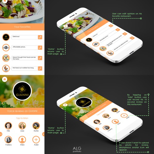 Minamilistic Resturants Suggestion app design for Shnakel