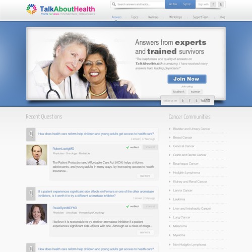 website design for TalkAboutHealth