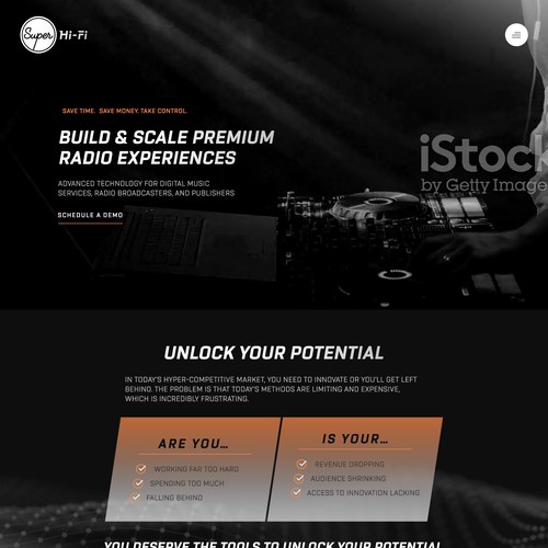 High tech audio company Website Design