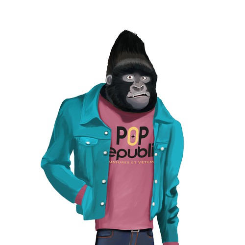 Illustration of a mascot - Gorilla Pop, Modern and Chic for ready-to-wear brand