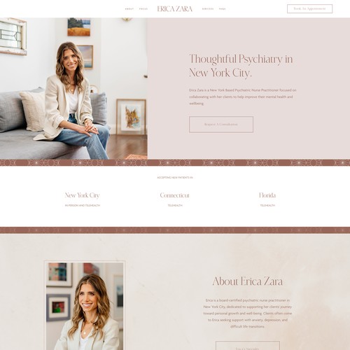 Psychotherapy & Mental Health Squarespace Website Design for NYC Therapist 