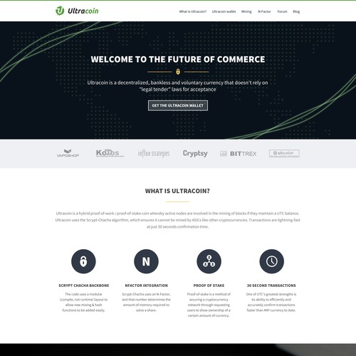 Create a stunning modern website for the cryptocurrency Ultracoin!