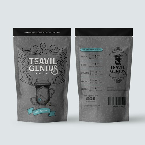 Teavil packaging design