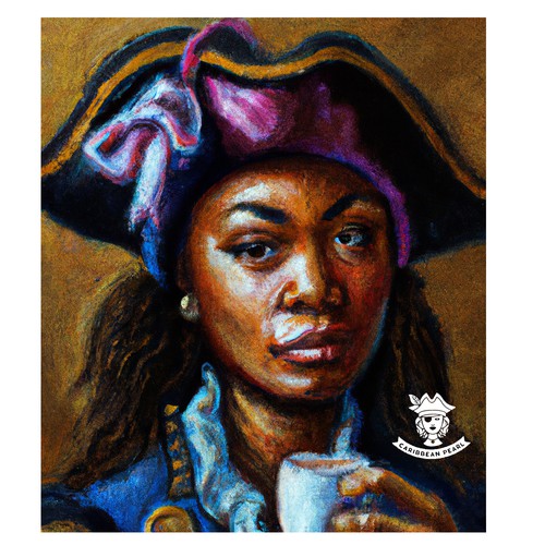Female Pirate drinking coffee