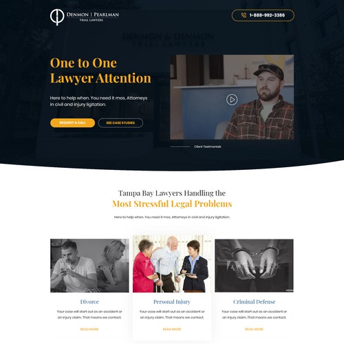 Landing page design for a Law Firm