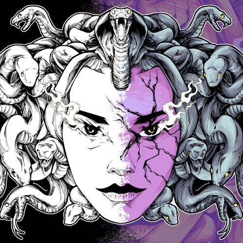 medusa for tshirt and packaging