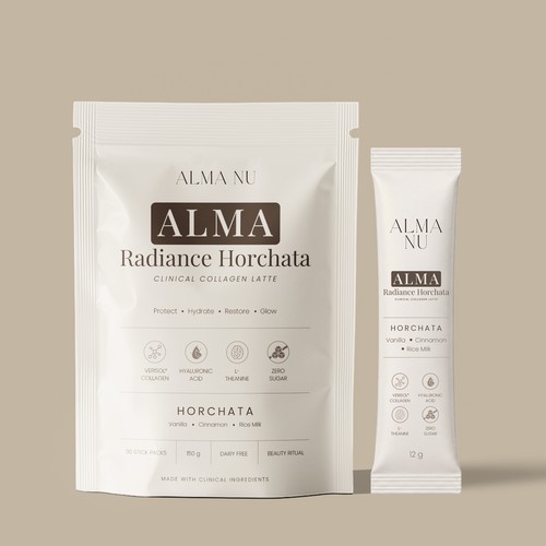 Alma radiance horchata product packaging design