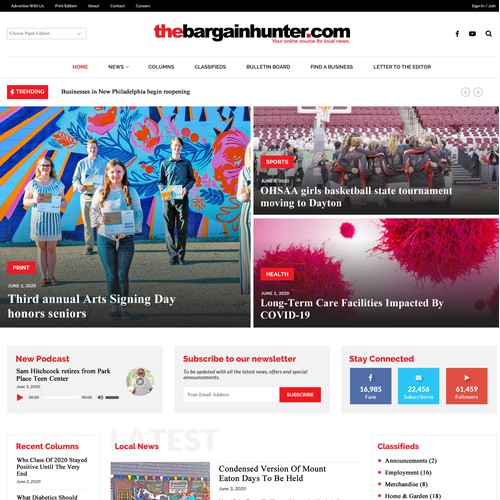 Clean, modern news website redesign