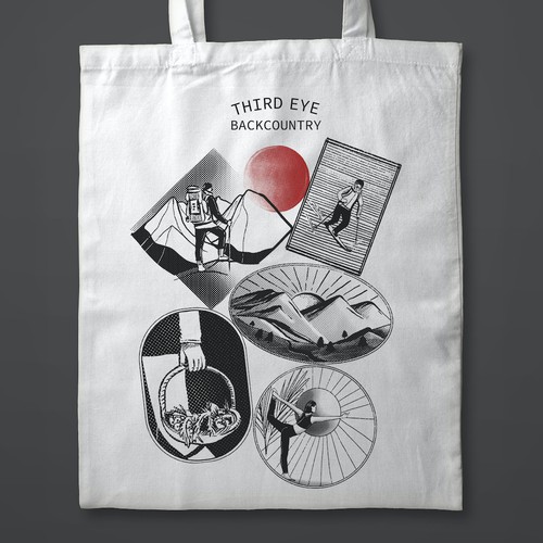 Tote Bag Design for a Travel Company (B/W Version)