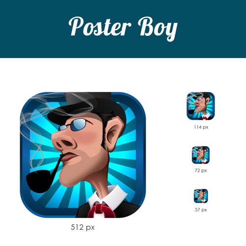 Fun caricature icon design for Poster Boy app
