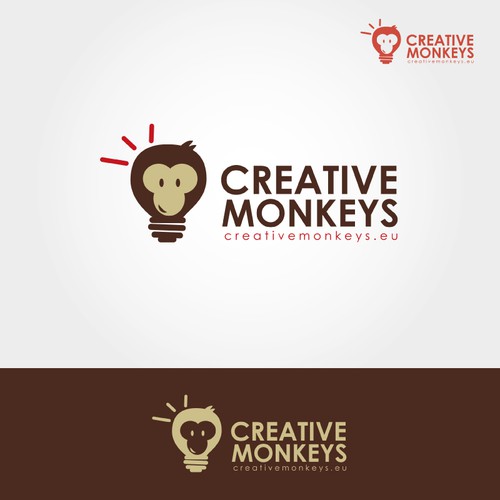 Create the next logo and business card for Creative Monkeys