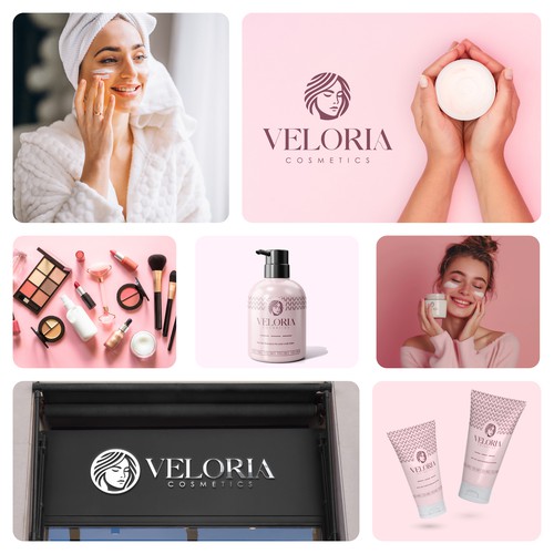 Veloria Cosmetics Brand Identity.