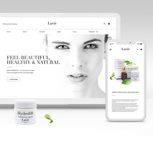 Website for a Premium cosmetics brand.