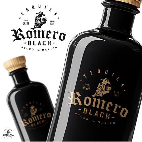 Romero Black Tequila Logo AVAILABLE for SALE, through 1 to 1 project.