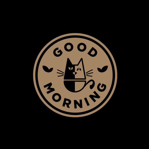 good morning" is the letters, but cat is the main element in this logo.( good MORnig, mor sounds like cat's "meow").