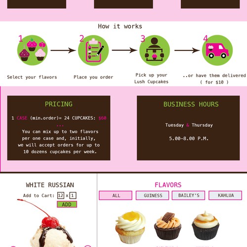 Web page design for Lush Cupcakes